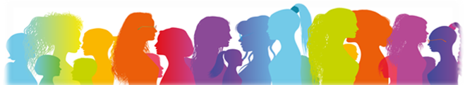 Sagome di donne nei colori dell'arcobaleno
